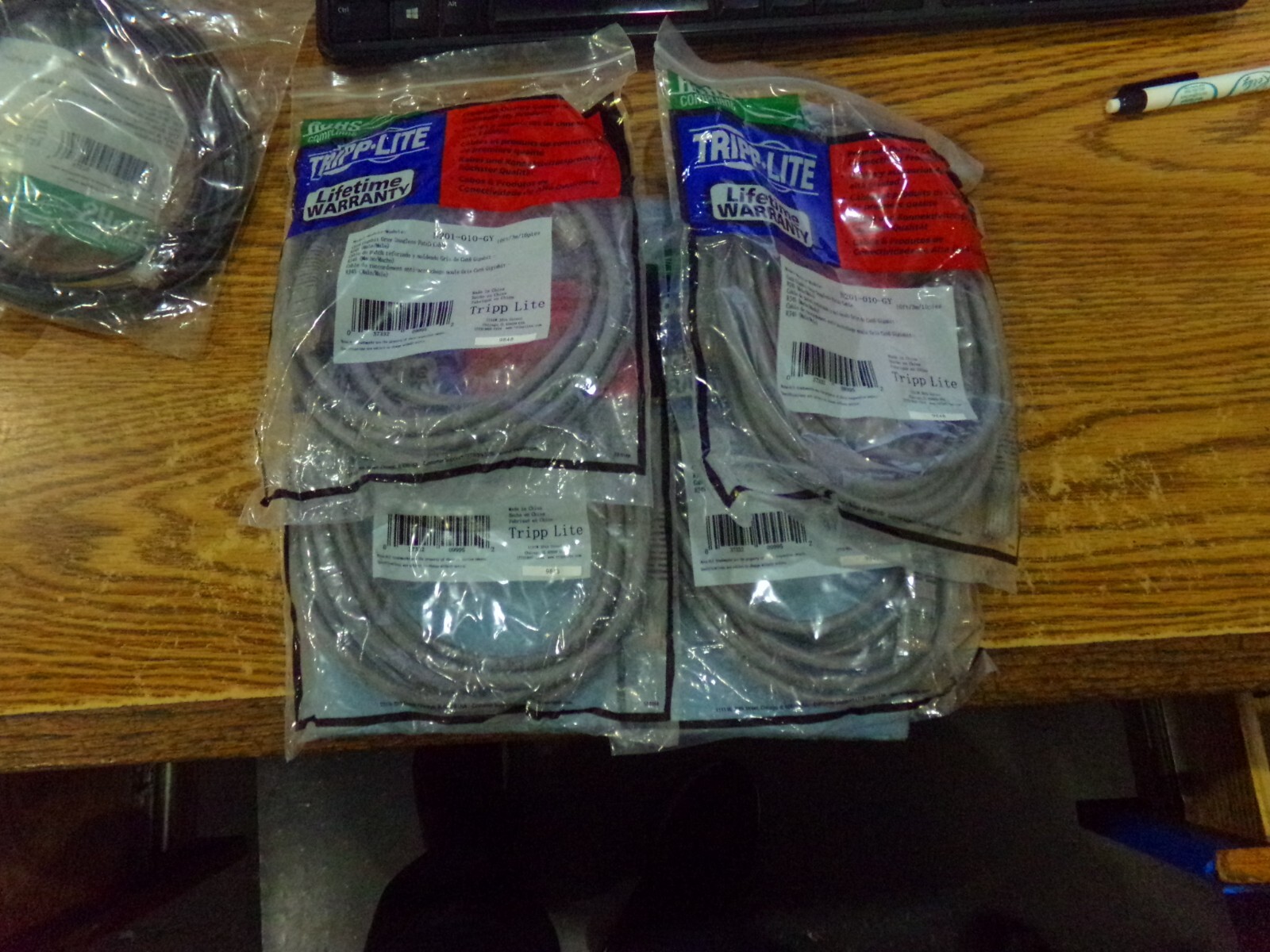 Lot of Tripp-Lite: N201-010-GY.   Gigabit Gray Snagless Cables.  Qty. 4.  New