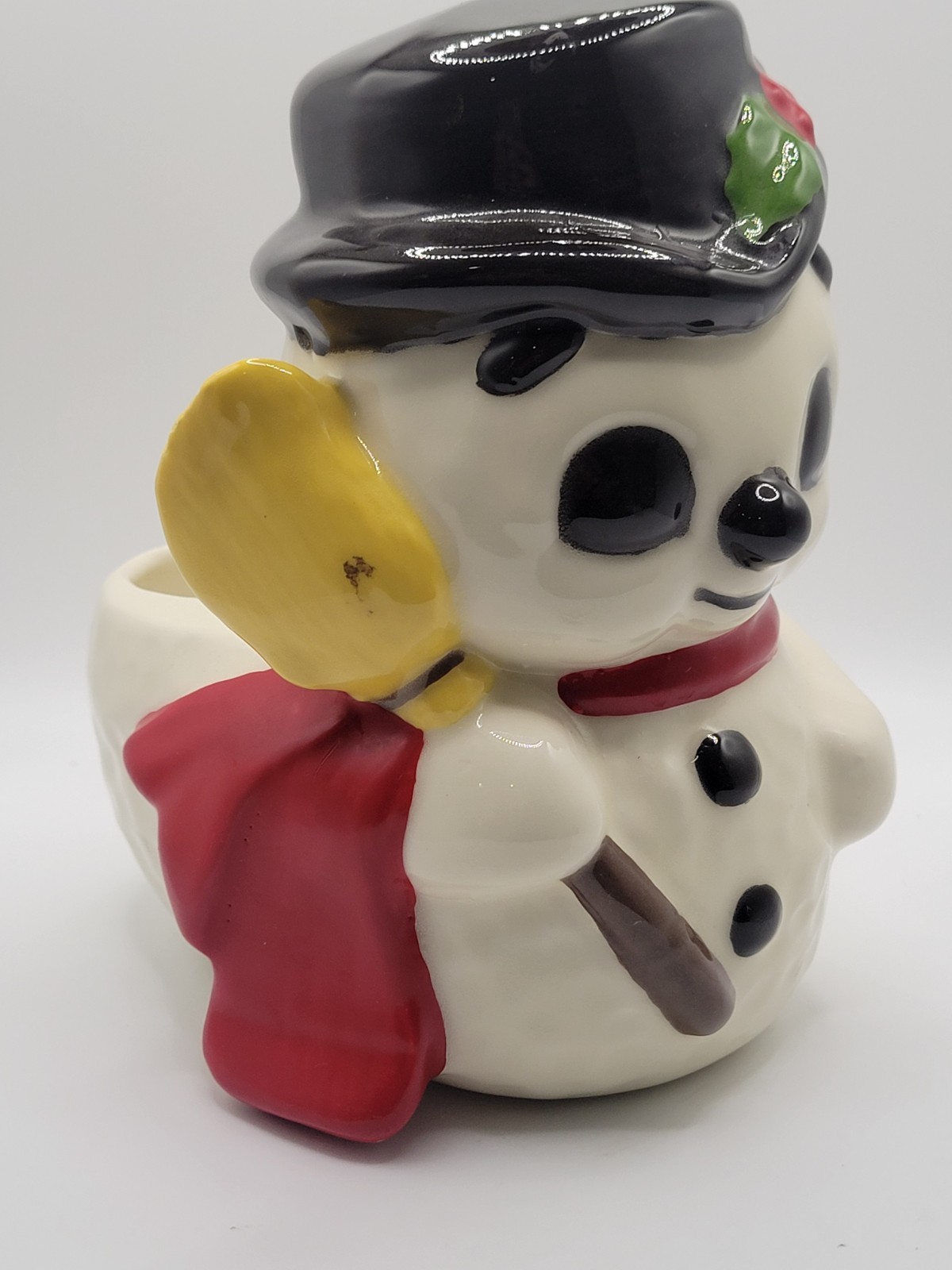 Christmas Snowman Ceramic Planter Holiday Decor