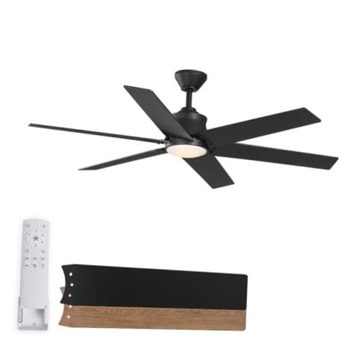 Wynwood Markus 56" Indoor Ceiling Fans with Lights, Matte Black Modern Ceiling