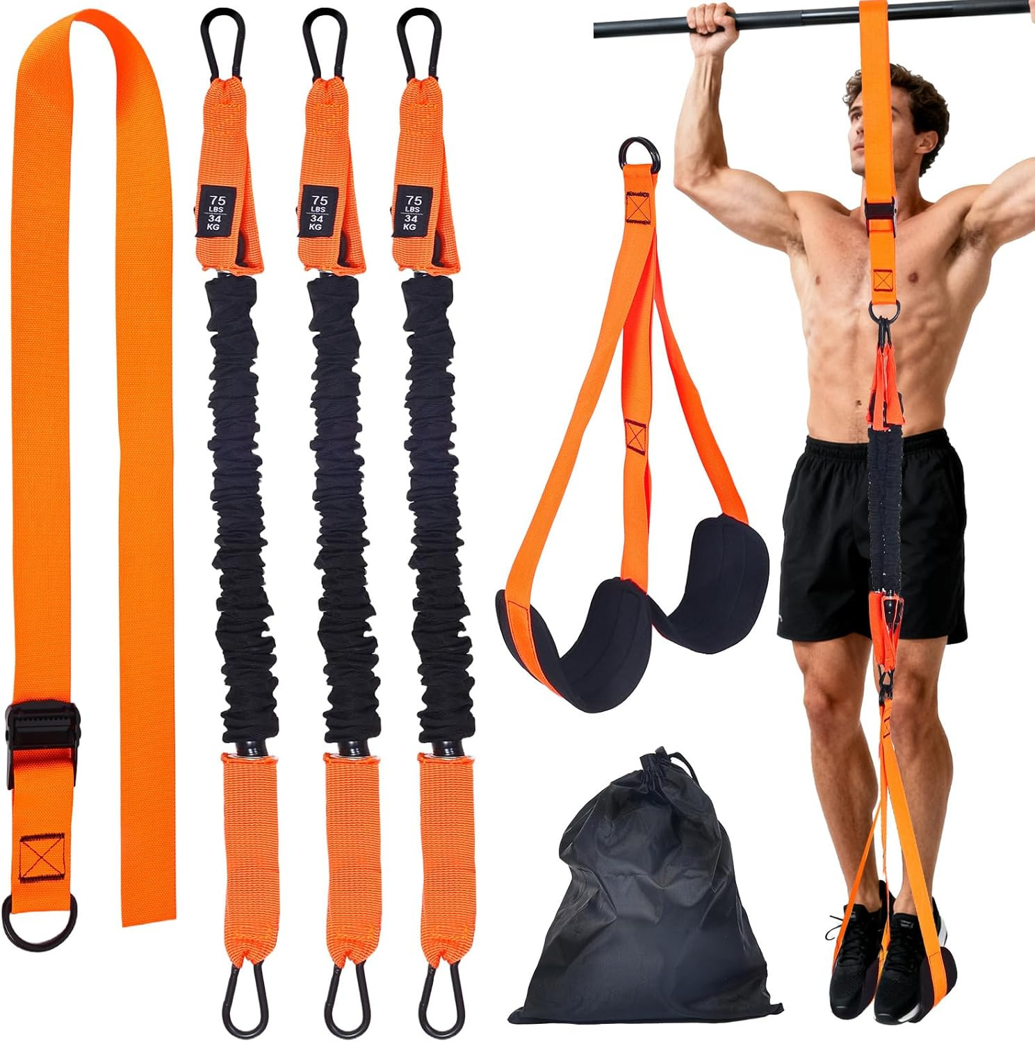 Pull-Up Assistance Bands Set – Heavy Duty Adjustable Resistance Band with Feet/K