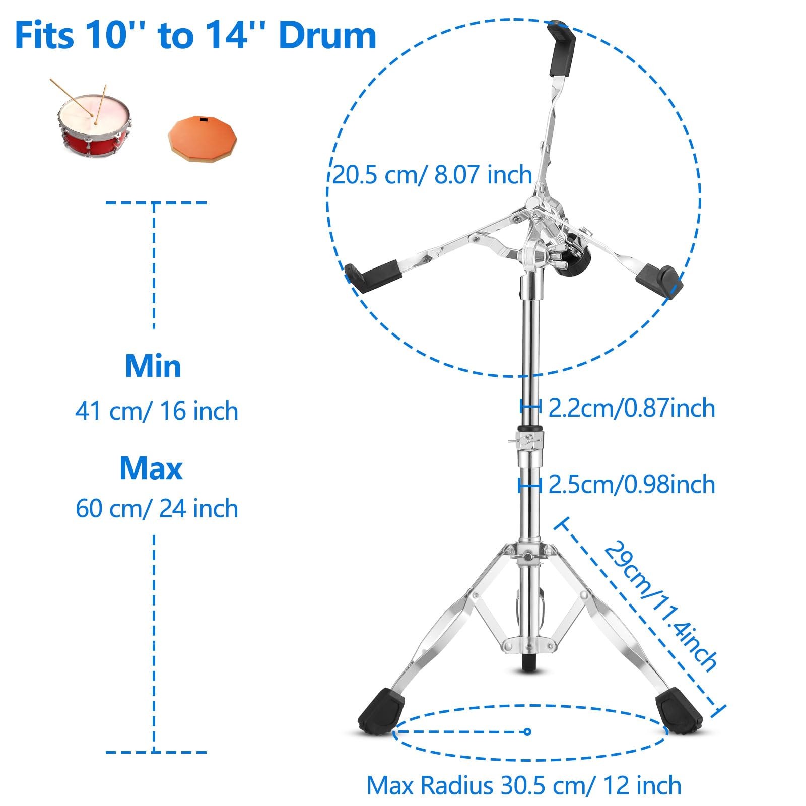 Double Braced Adjustable Snare Drum Stand Tripod For 1014 Inch Drum Set