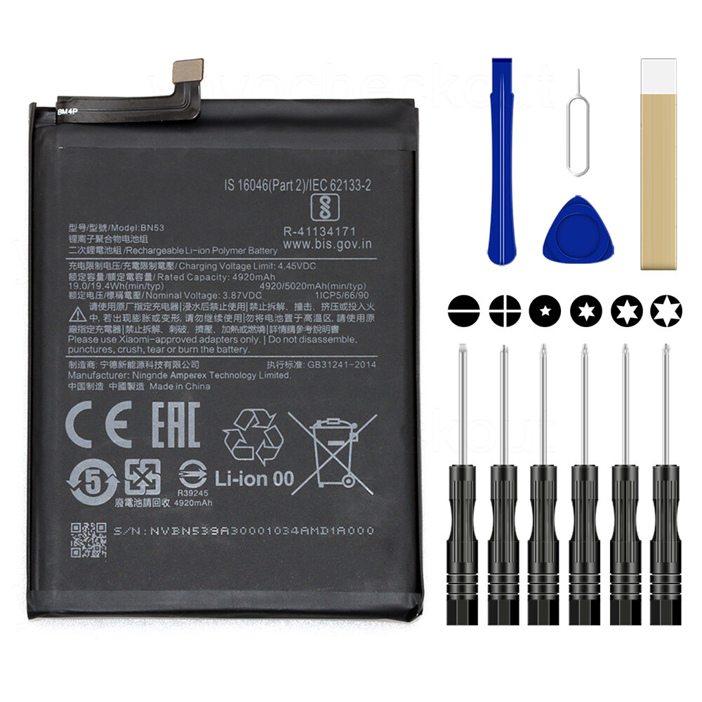For Xiaomi Redmi Note 10 Pro M2101K6P Replacement BN53 Battery Tool 4.45v