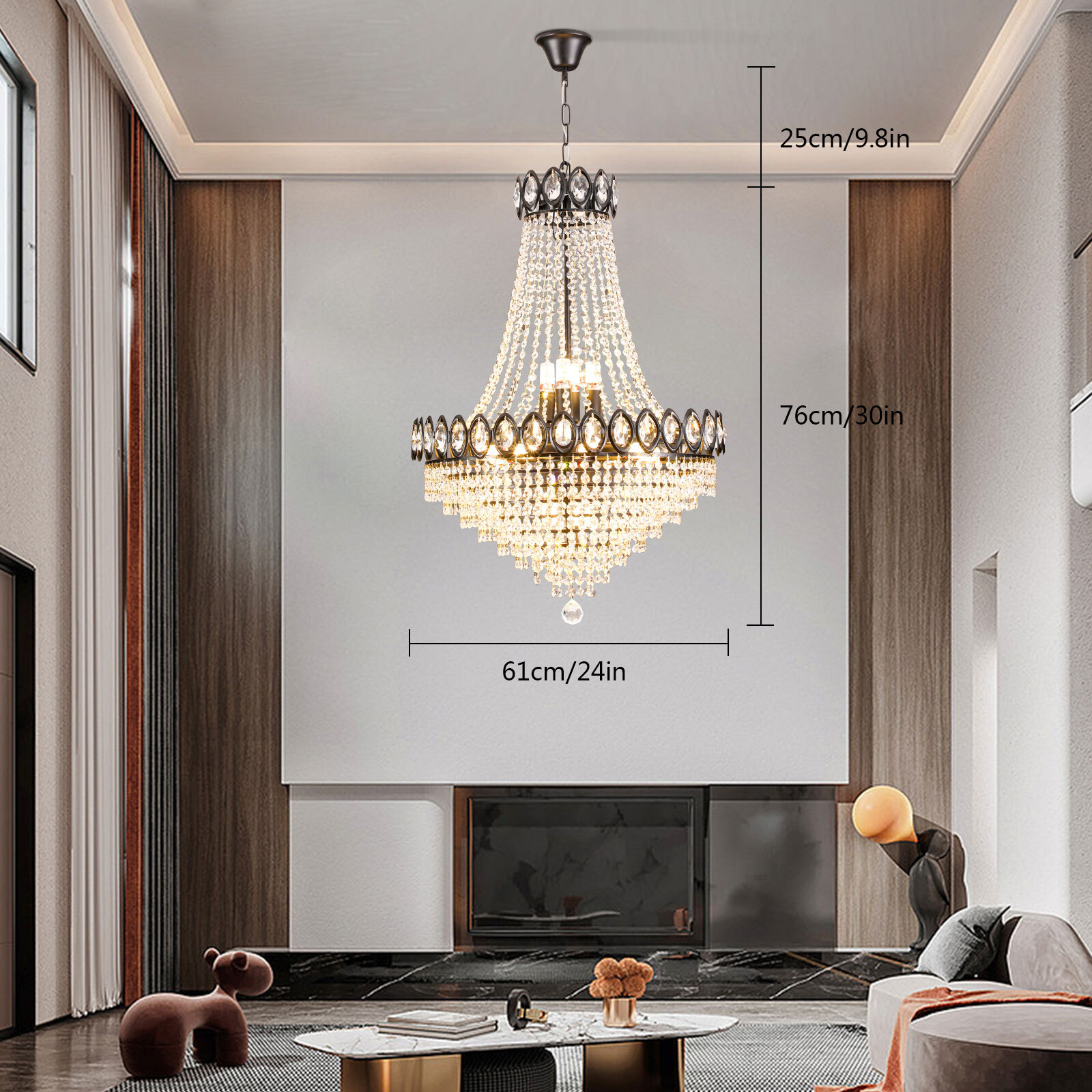 Modern Crystal K9 Chandelier Pendant Light Living Room Ceiling Lighting Fixture