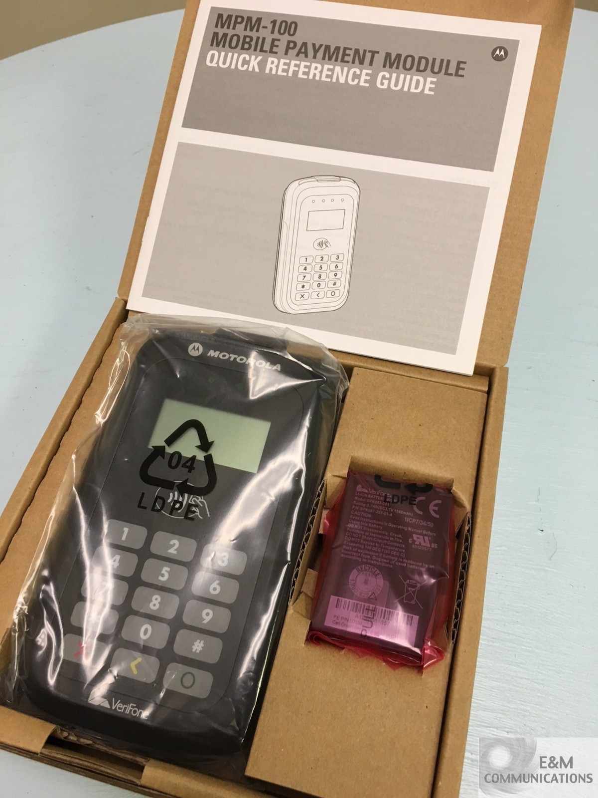 MPM-100 MOTOROLA VERIFONE MOBILE PAYMENT MODULE KEYPAD BLUETOOTH W/NEW BATTERY