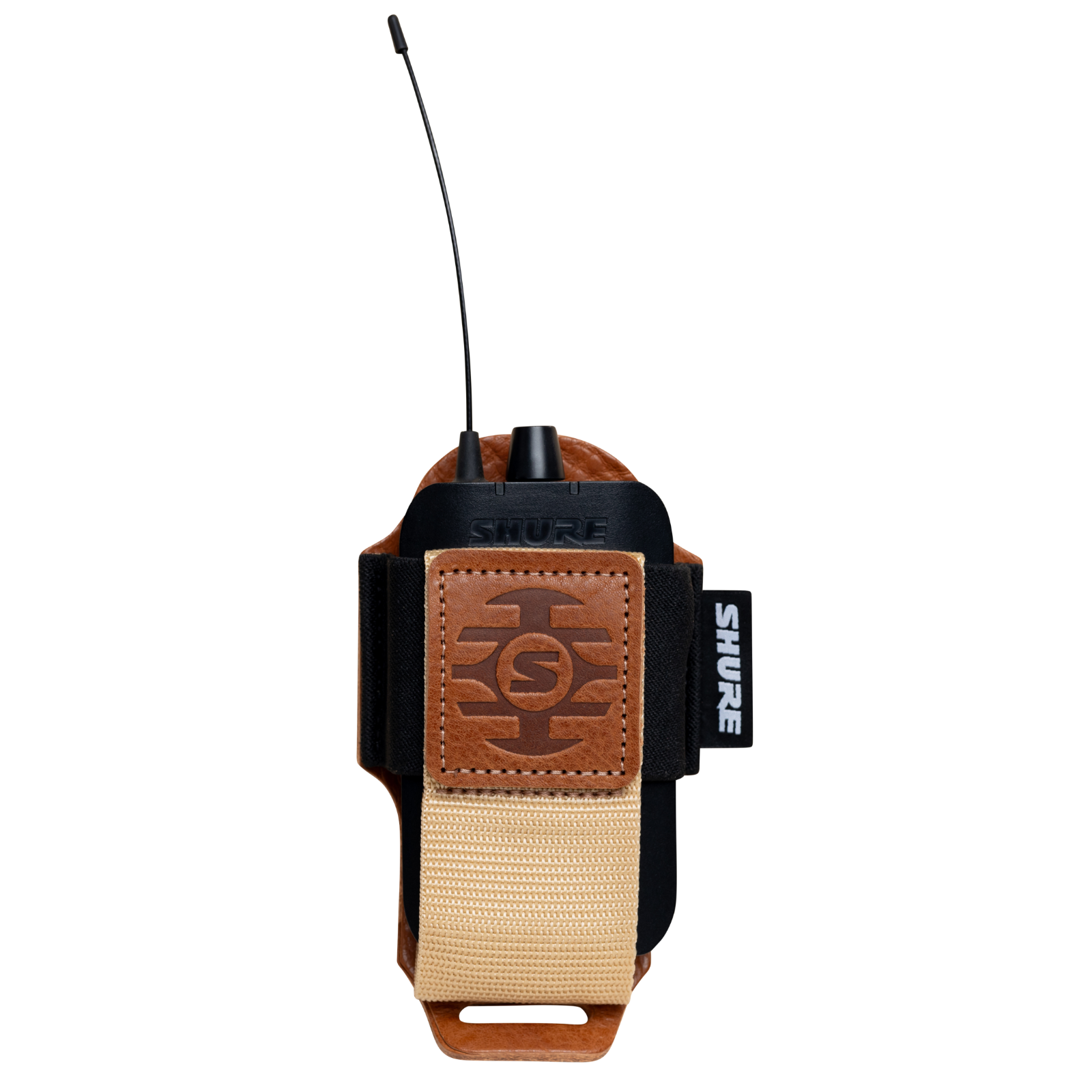 Shure by Gator Premium Tan Leather Wireless Bodypack Transmitter Pouch