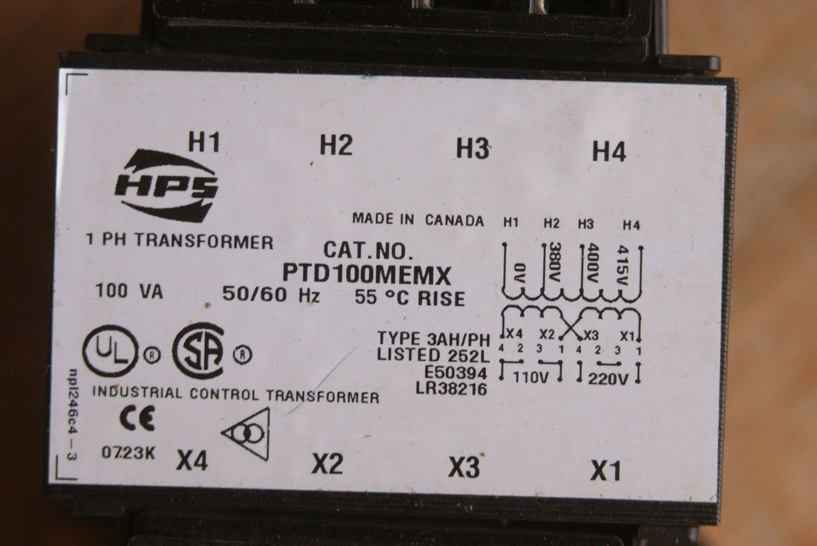HPS Hammond Power Solutions PTD100MEMX Control Transformer New Without Box