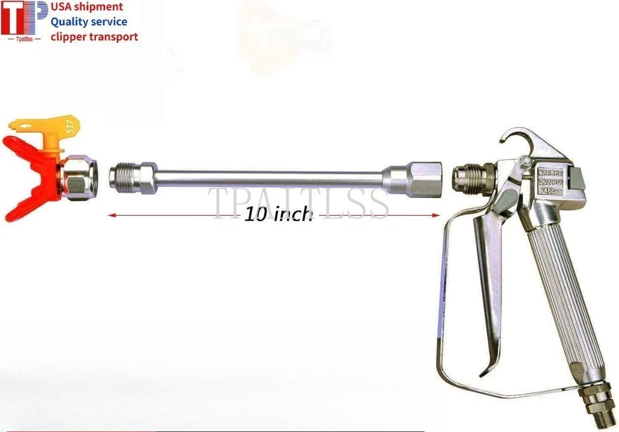 3600 PSI Airless Paint Spray Gun 517 Tip with 10Inch Extension Pole Free Ship US