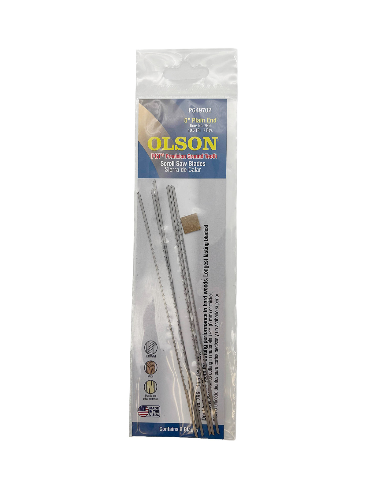 Olson PGT® Double Tooth 5″ Long PG49702 7RG .046 x .018in. TPI 10.5/8rev 6-Pack