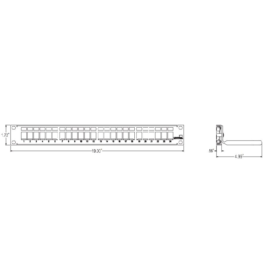 Leviton 4S255-S24 Shielded Flat Quickport Patch Panel 24 ports 1RU Black