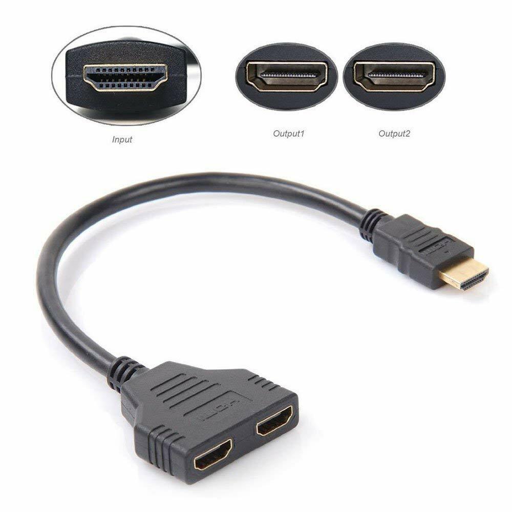 1080P HDMI Male to Dual HDMI Female 1-2 Way Y Splitter Cable f DVD,Blueray,PS3