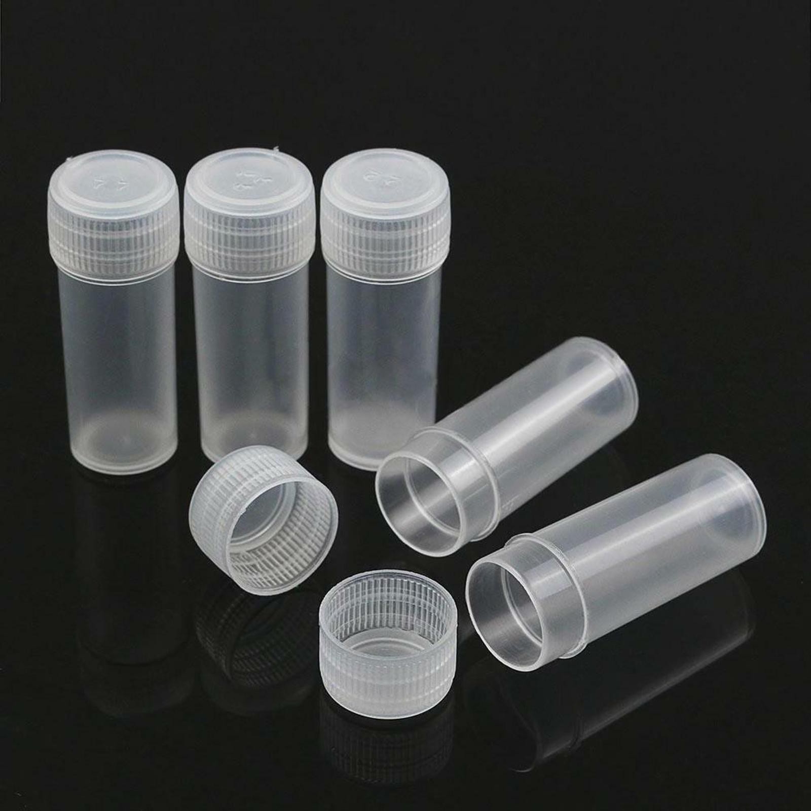 50Pcs 5ml Volume Plastic Small Bottle Vial Storage Container Sample Collection k