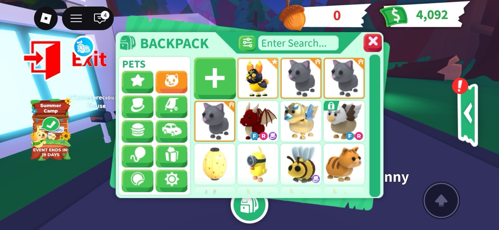 Adopt Me! Backpack Inventory Pets (FR) Digital Game Item/Asset