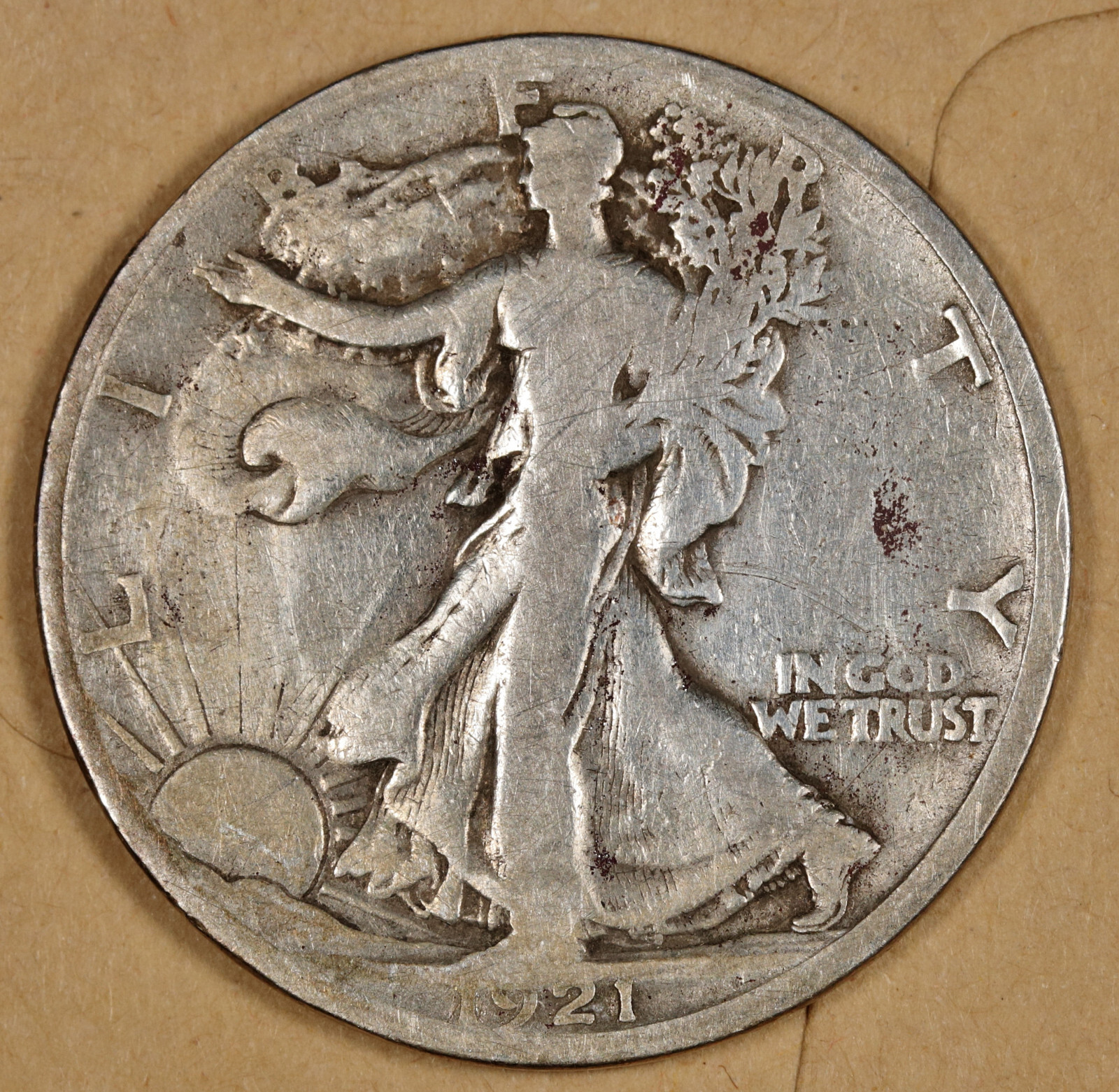 1921-s Walking Liberty Half.  About Fine.   191795