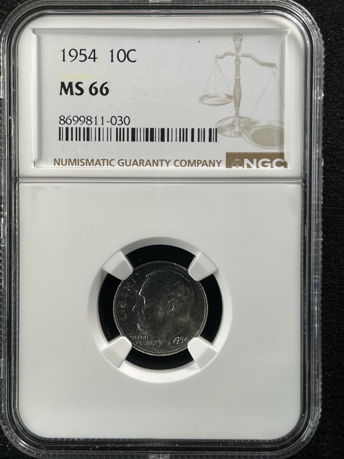 1954  10C  Roosevelt Dime NGC MS66    8699811-030