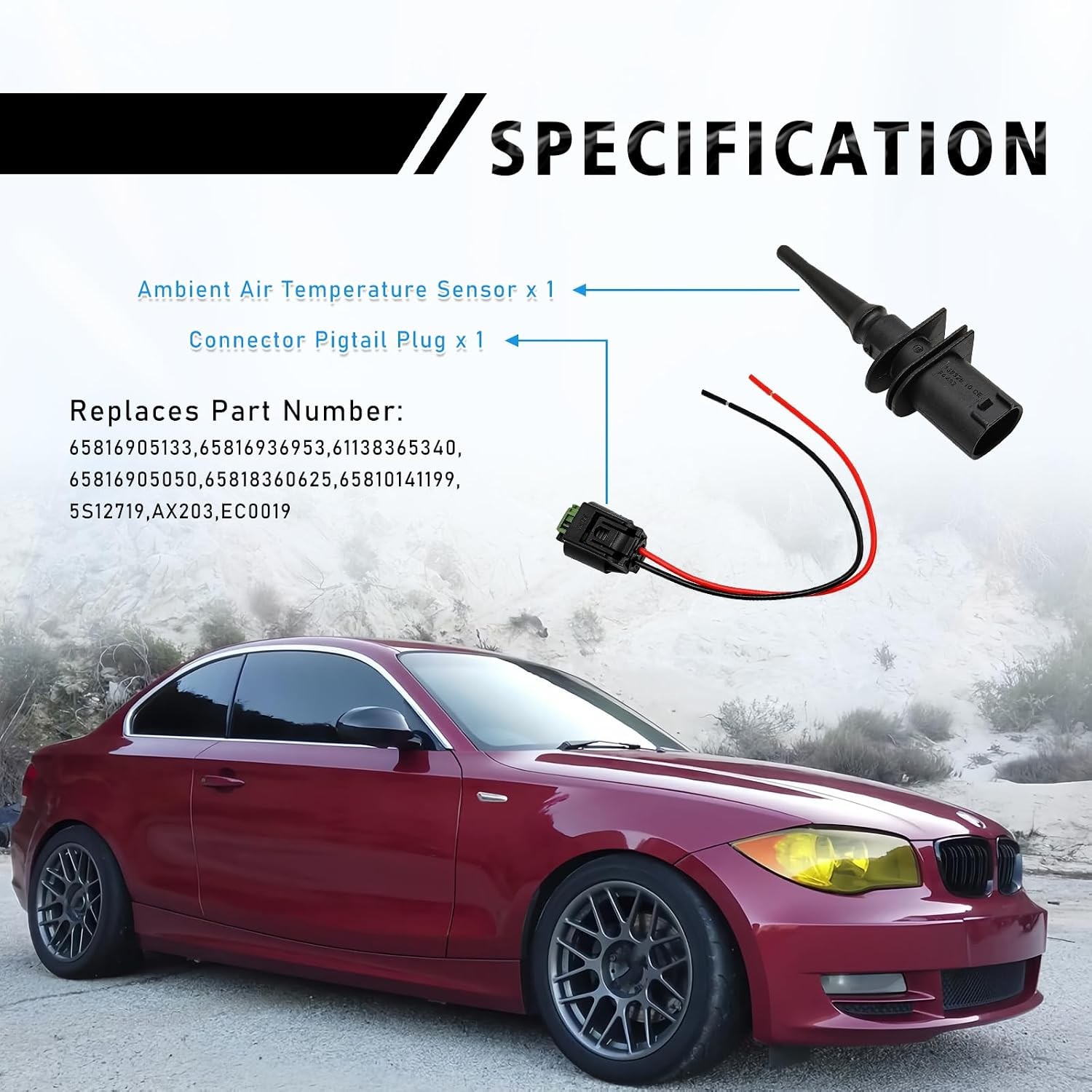 Outside Ambient Air Temperature Sensor Connector Pigtail Plug Compatible