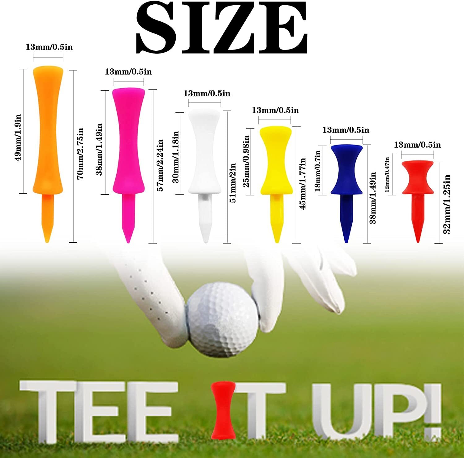 2 1/4'' Castle Golf Tees Plastic Unbreakable Value 200 Count Golf Practice Tee