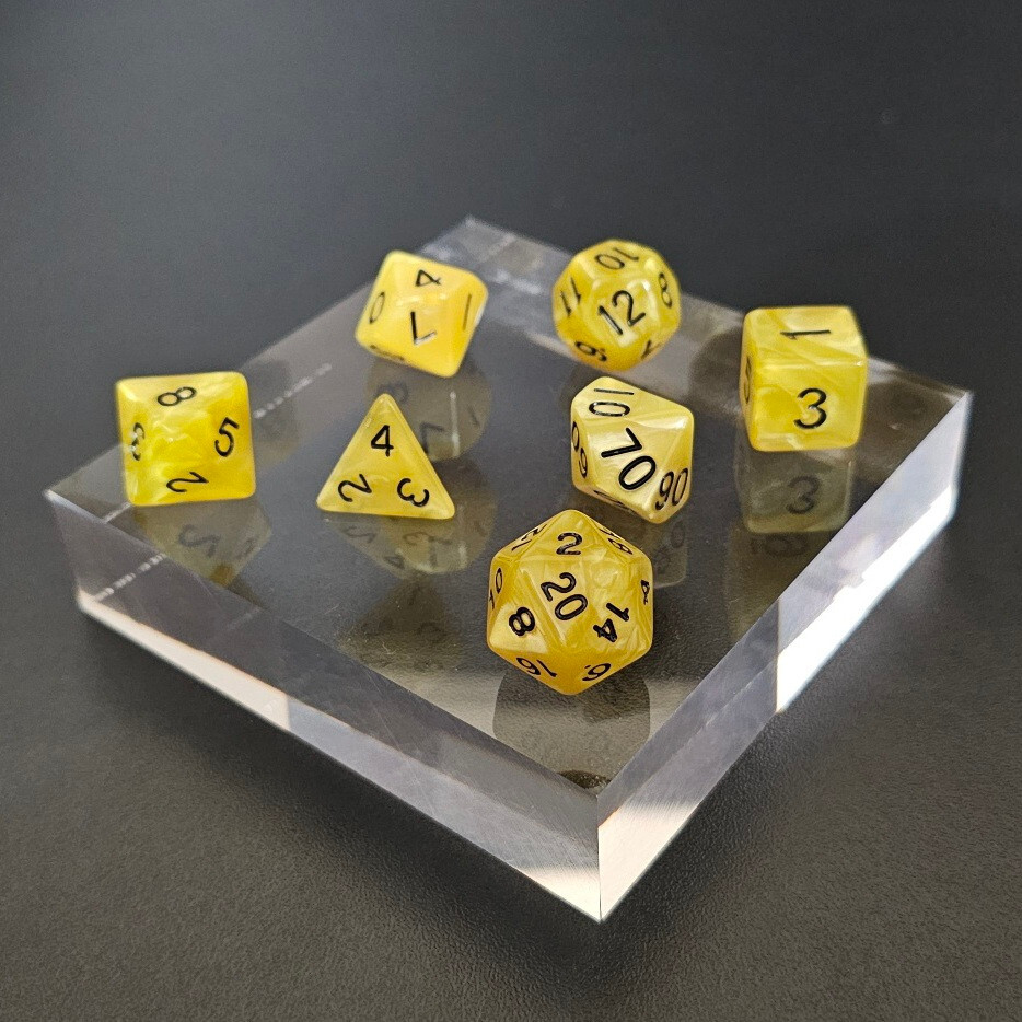 Full Set of Dice - Melted Gold Swirl - D4 through D20 - Dungeons & Dragons - D&D