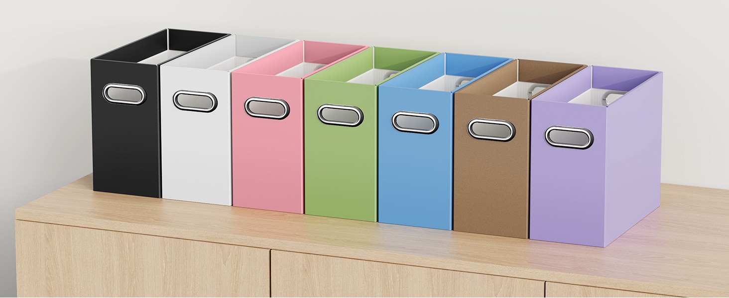 File Organizer Box, Portable Collapsible Cardboard File Folder Organizer with
