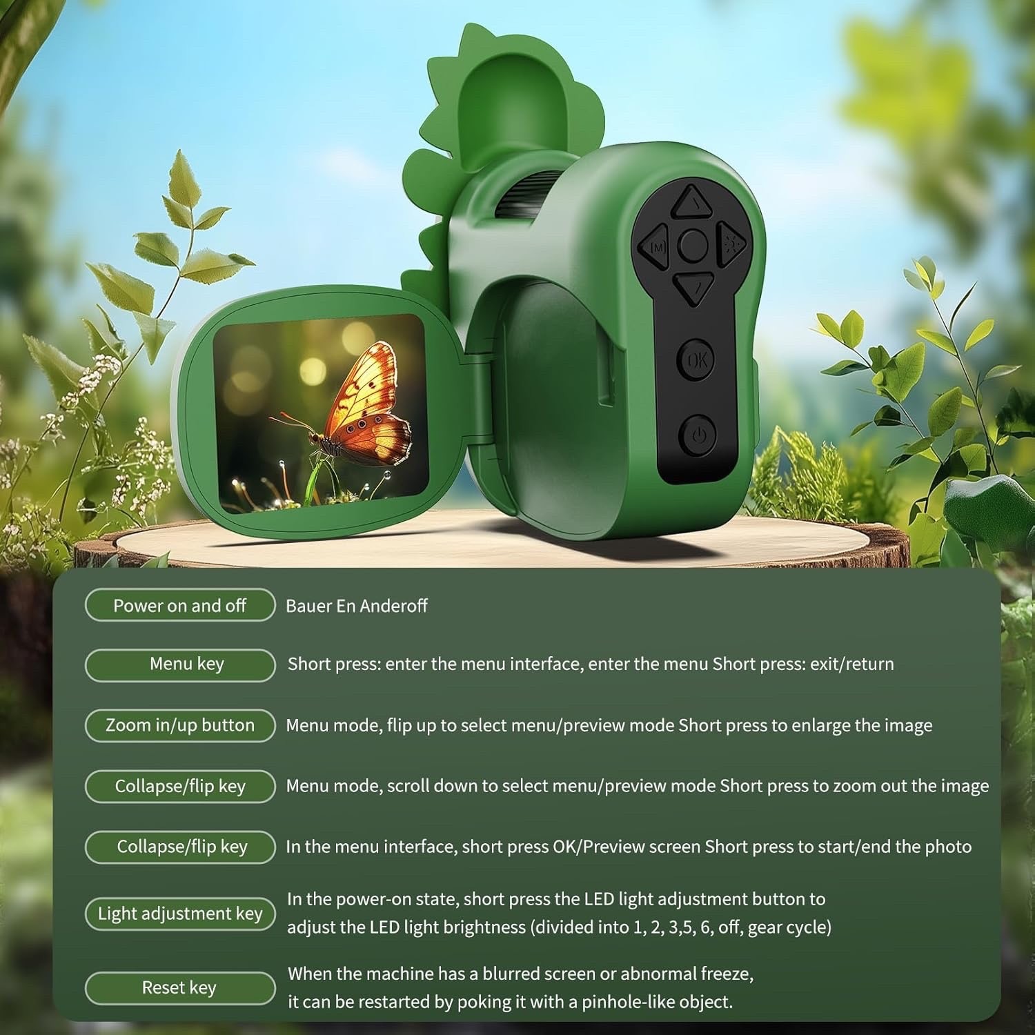 1600X Handheld Microscope for Kids - 2" IPS Screen w/ Adjustable Wristband