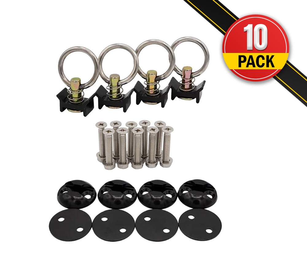 220 Pieces Black Tie Down Kit with 2" Round Anchor Point