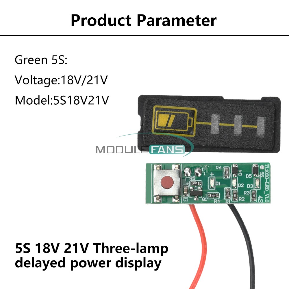 5S 18V 21V /10S 36V 42V Battery Capacity Indicator Module Battery Level Display