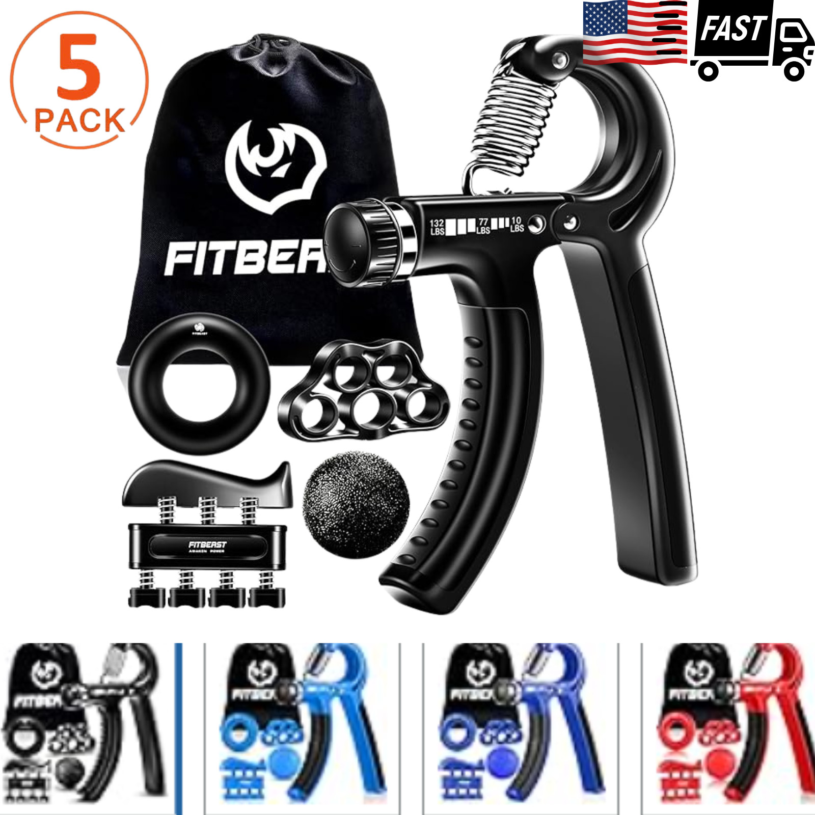 Grip Strengthener Forearm Strengthener Hand Grips Strengthener Kit 5 Pack Adjust