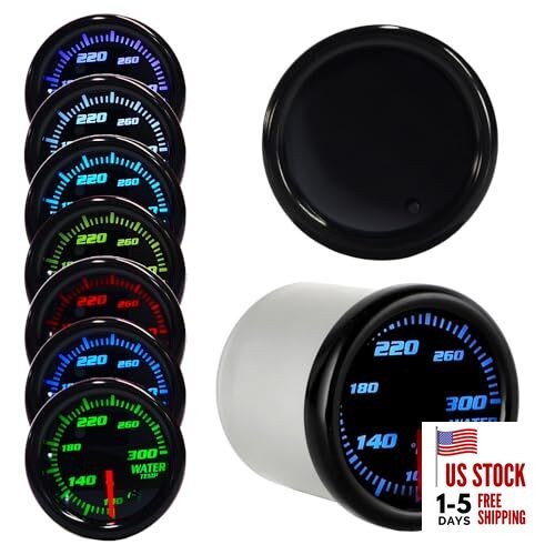 Tinted 7 Color Water Coolant Temperature Gauge 300℉ Kit 2 1/16"(52mm) Includes