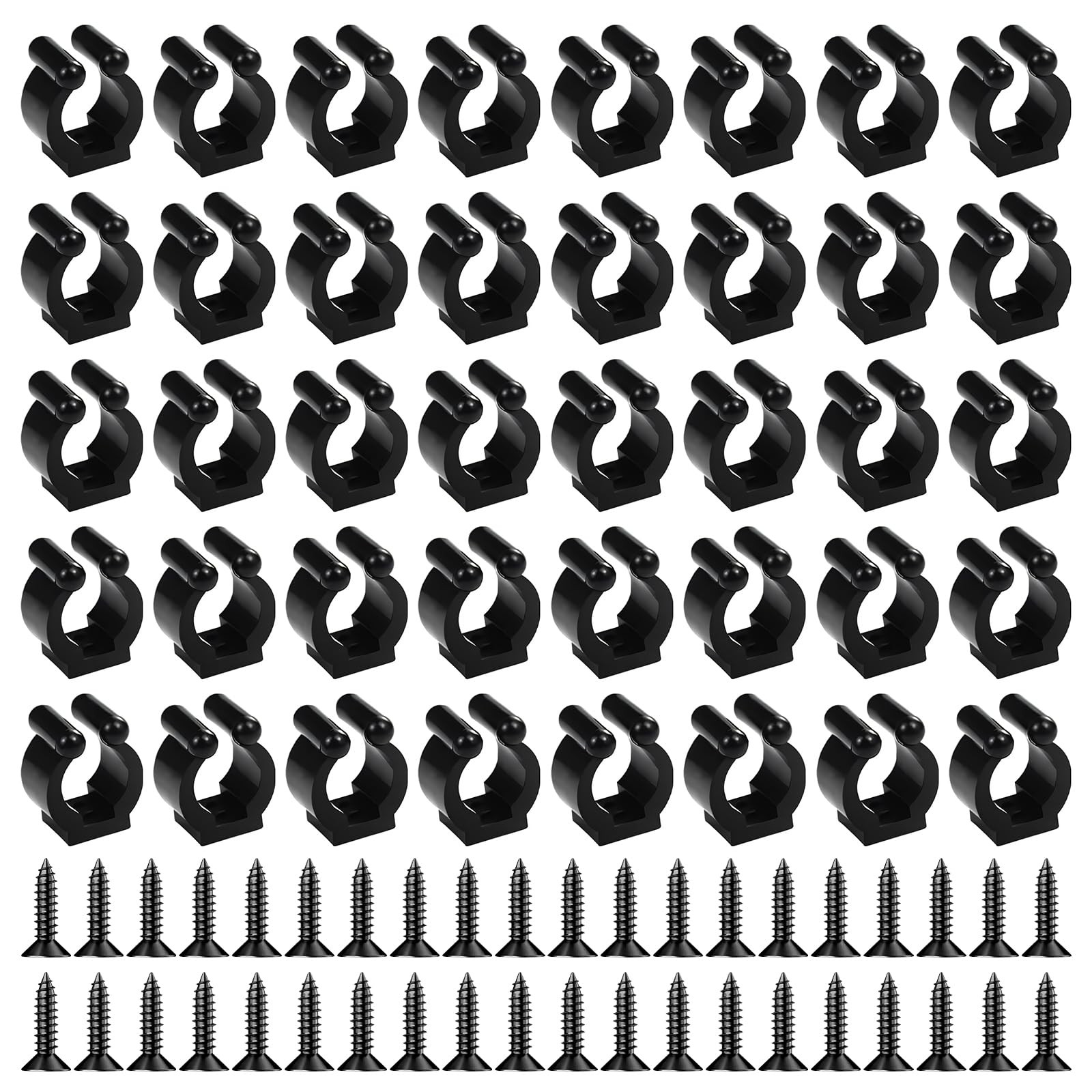 40 PCS Fishing Rod Clips, Wall Mounted medium sized, Black