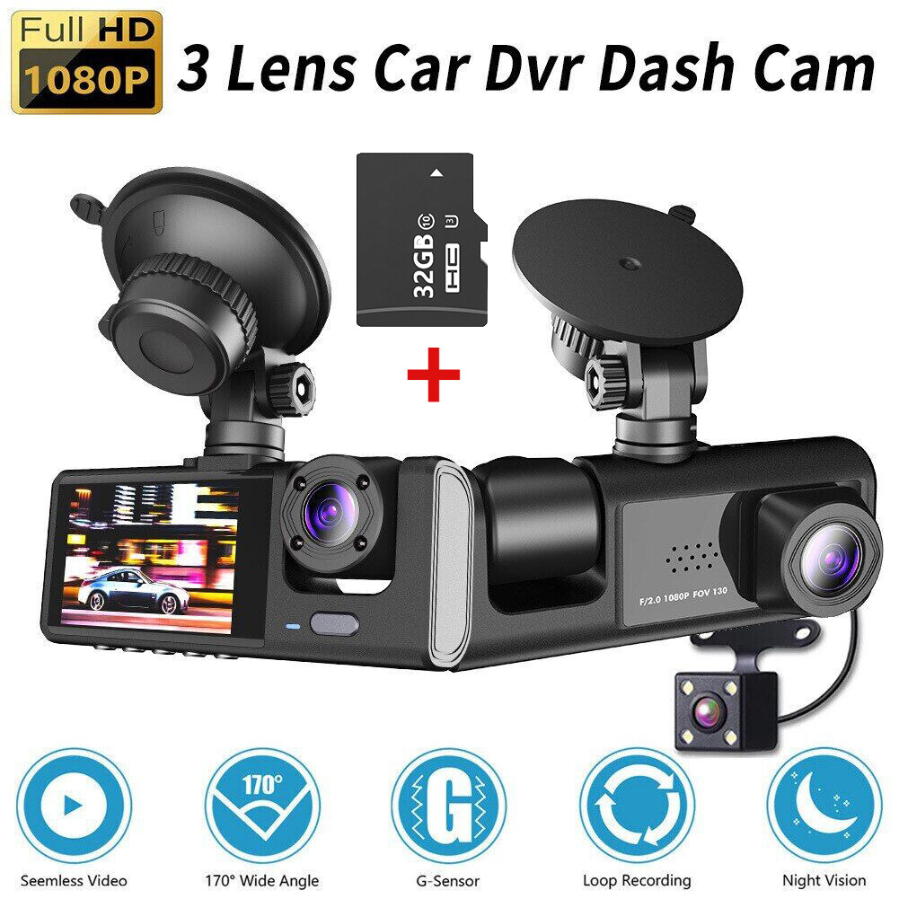 Camara Grabadora 1080P HD De Dash Cam Para Carro Auto Delantero/Trasero/Interior