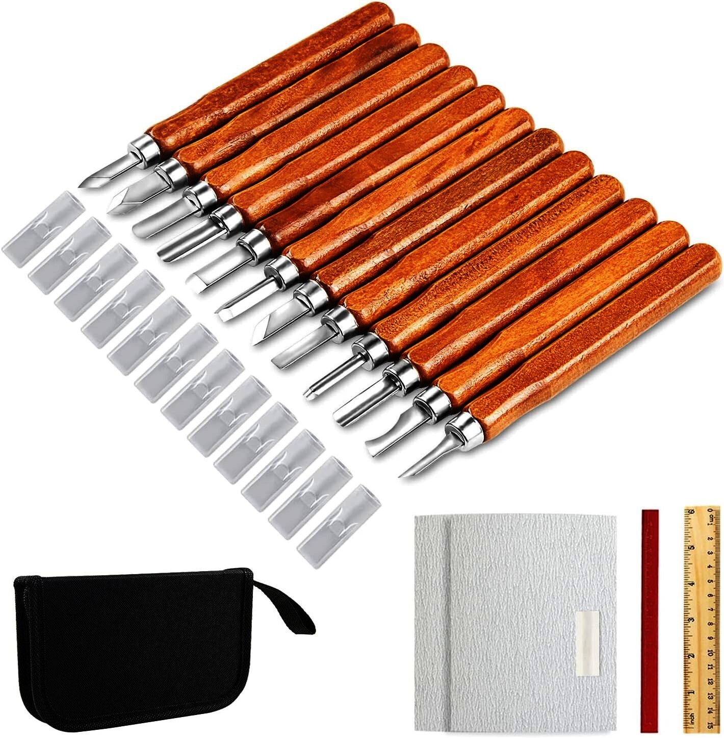 20PCS Hand Carving Tool Set Wood Carving Knife Kit for DIY Sculpture Carpenter