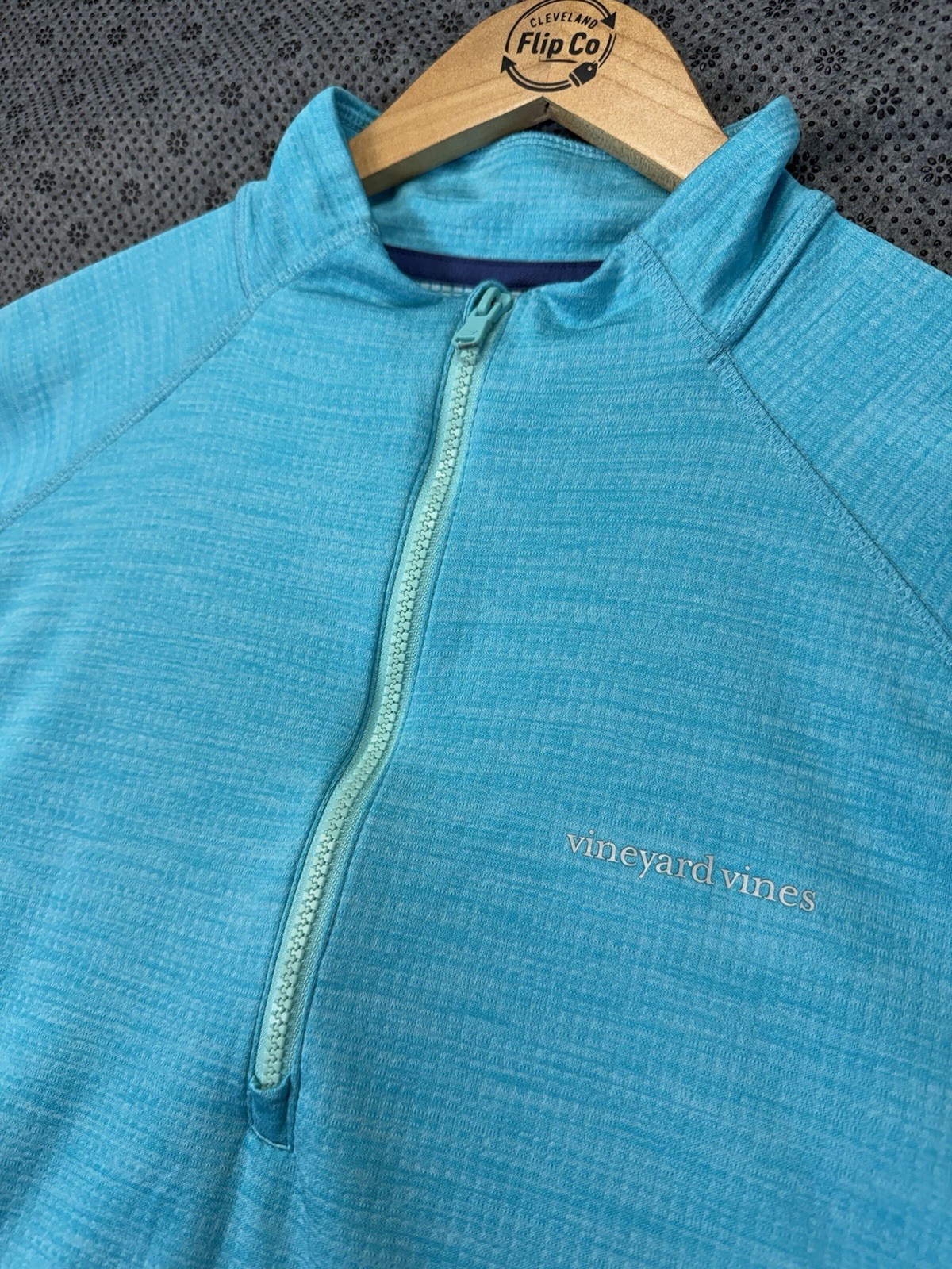 Vineyard Vines Pullover Mens XL Turquoise Performance Quarter Zip Long Sleeve
