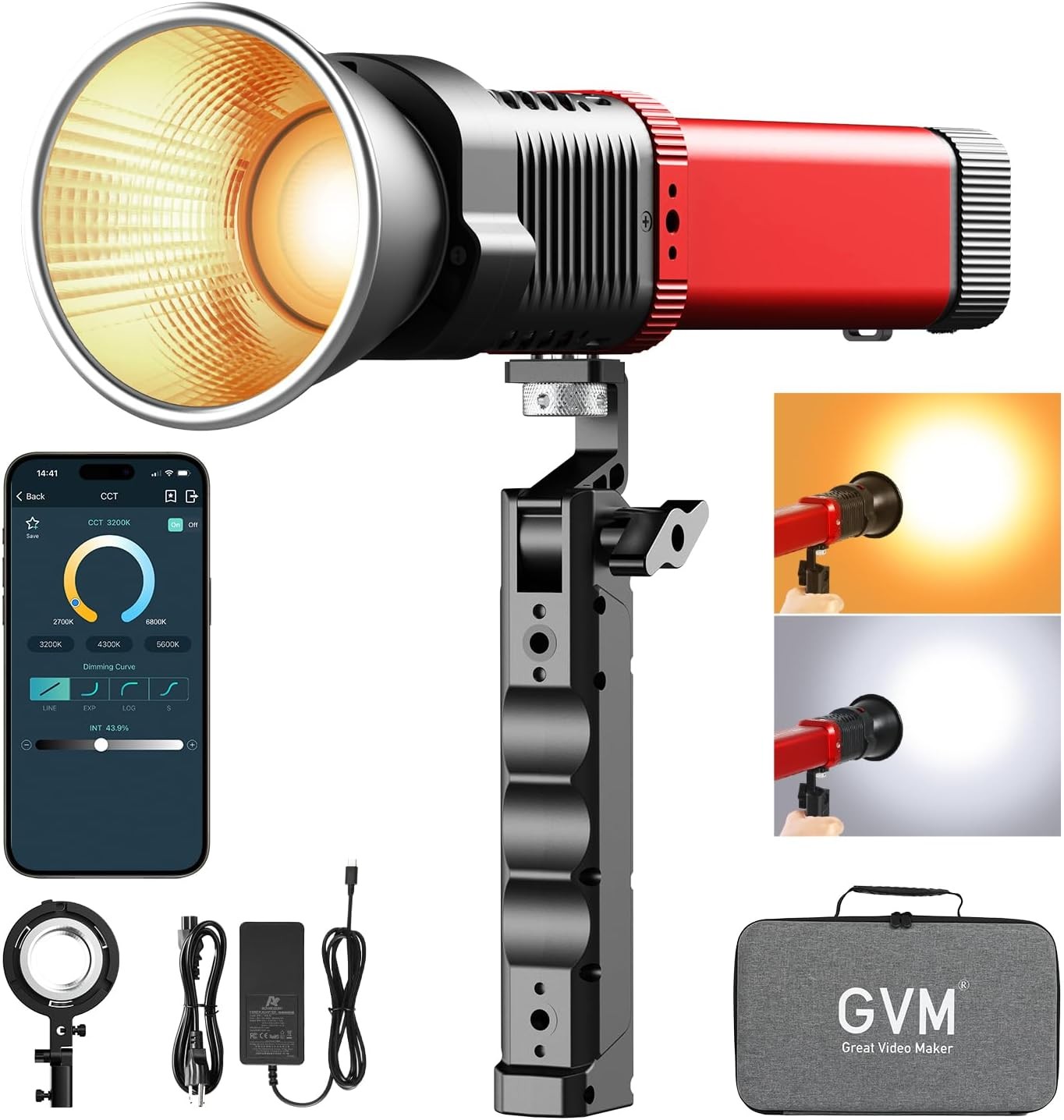 GVM Great Video Maker 60B-1 Portable Studio Lights with Bowen Mount Adapter, RED