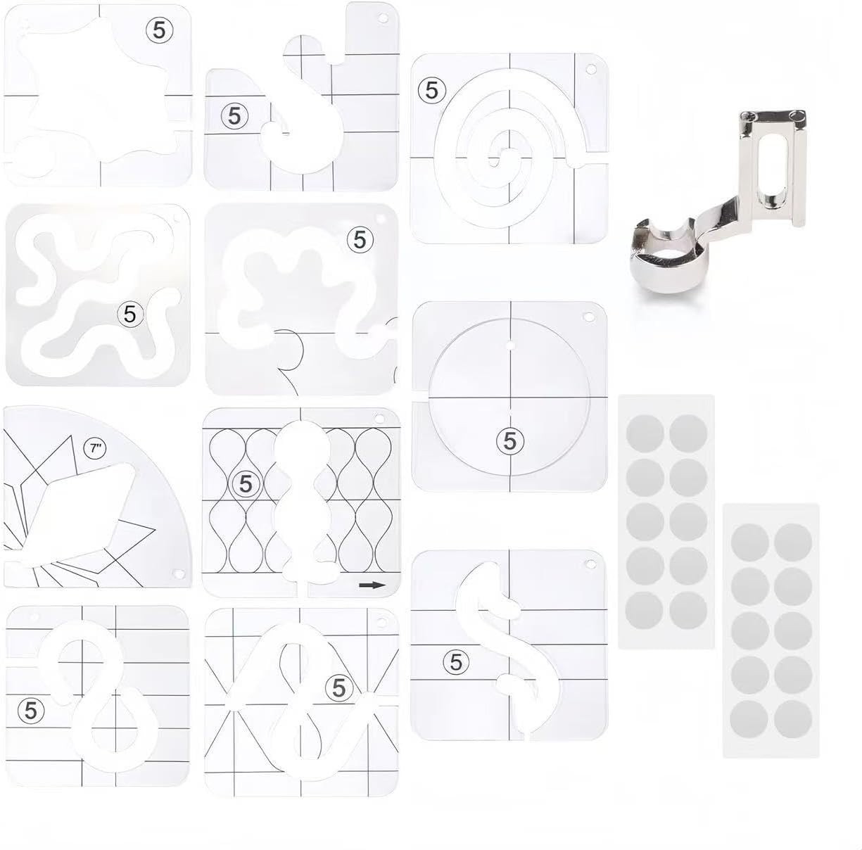 14 Pcs Free Motion Quilting Template Set Includes 11 Quilting Templates 3Mm, Hig