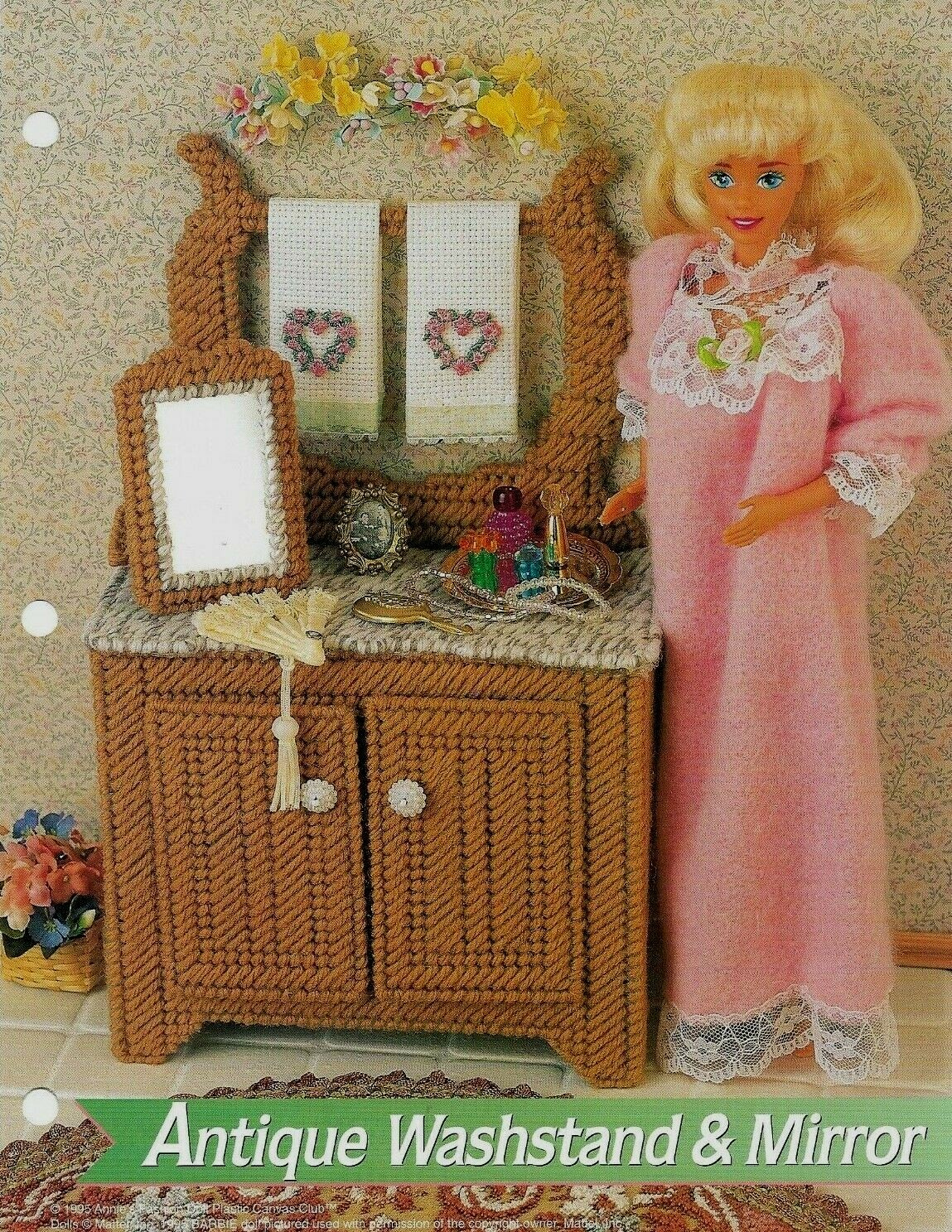 NEW ANTIQUE WASHSTAND FASHION DOLL ANNIE'S PLASTIC CANVAS PATTERN INSTRUCTIONS