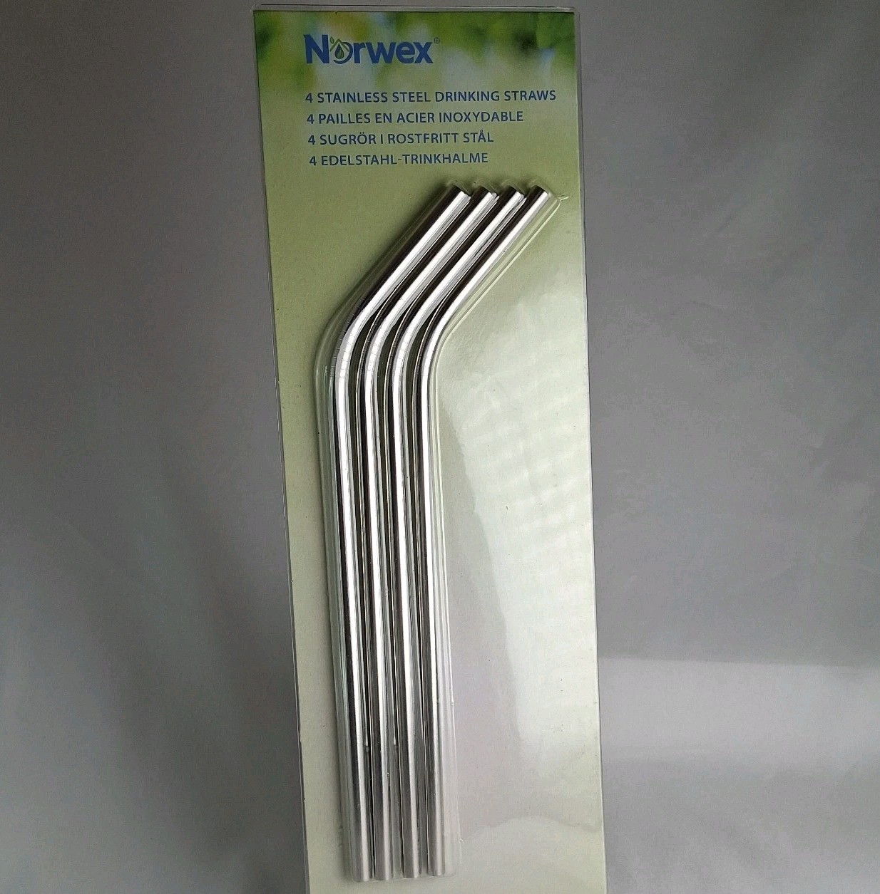 Stainless Steel Drinking Straws Set of 4 Reusable EcoFriendly - Norwex