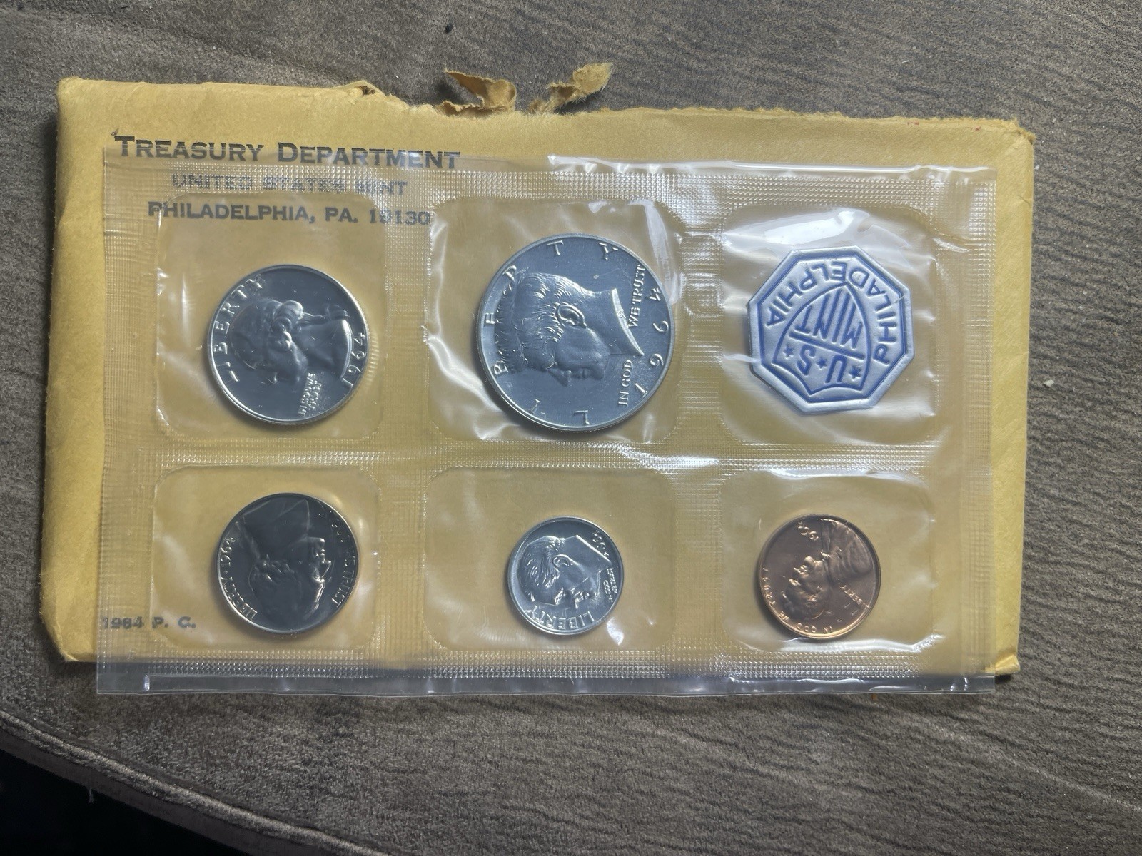 1964 United States US Mint Proof Set OGP Envelope And COA