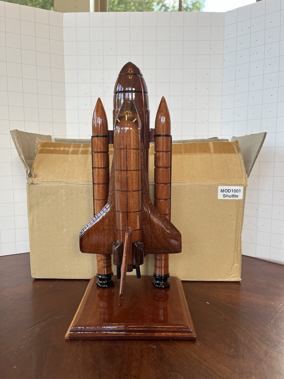 NASA Mahogany Wooden Model Space Shuttle