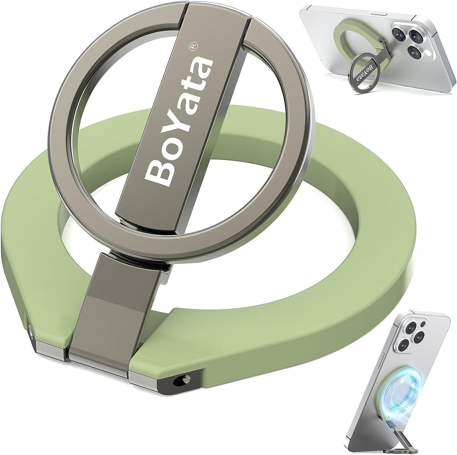 BoYata Magnetic Phone Ring Holder, 360° Rotating Phone Grip for MagSafe