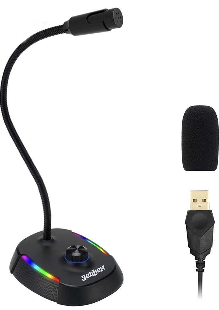 Soulion USB Microphone with Mute Knob, Omnidirectional Noise-Canceling