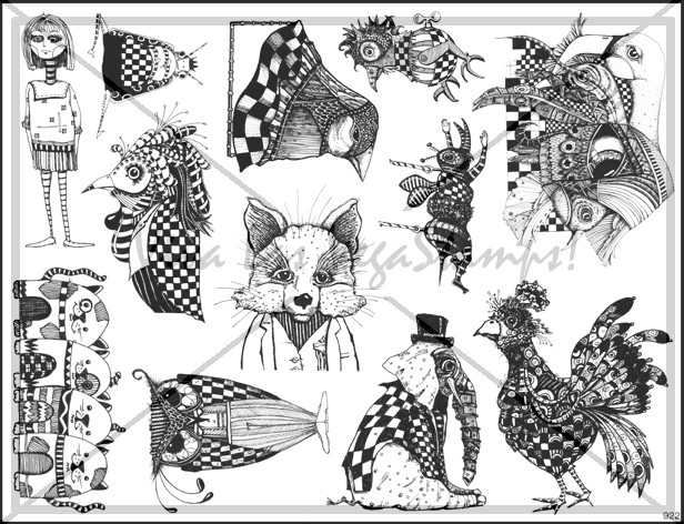 Unmounted Rubber Stamp Plate, Unmounted/Uncut Pink Rubber Stamps