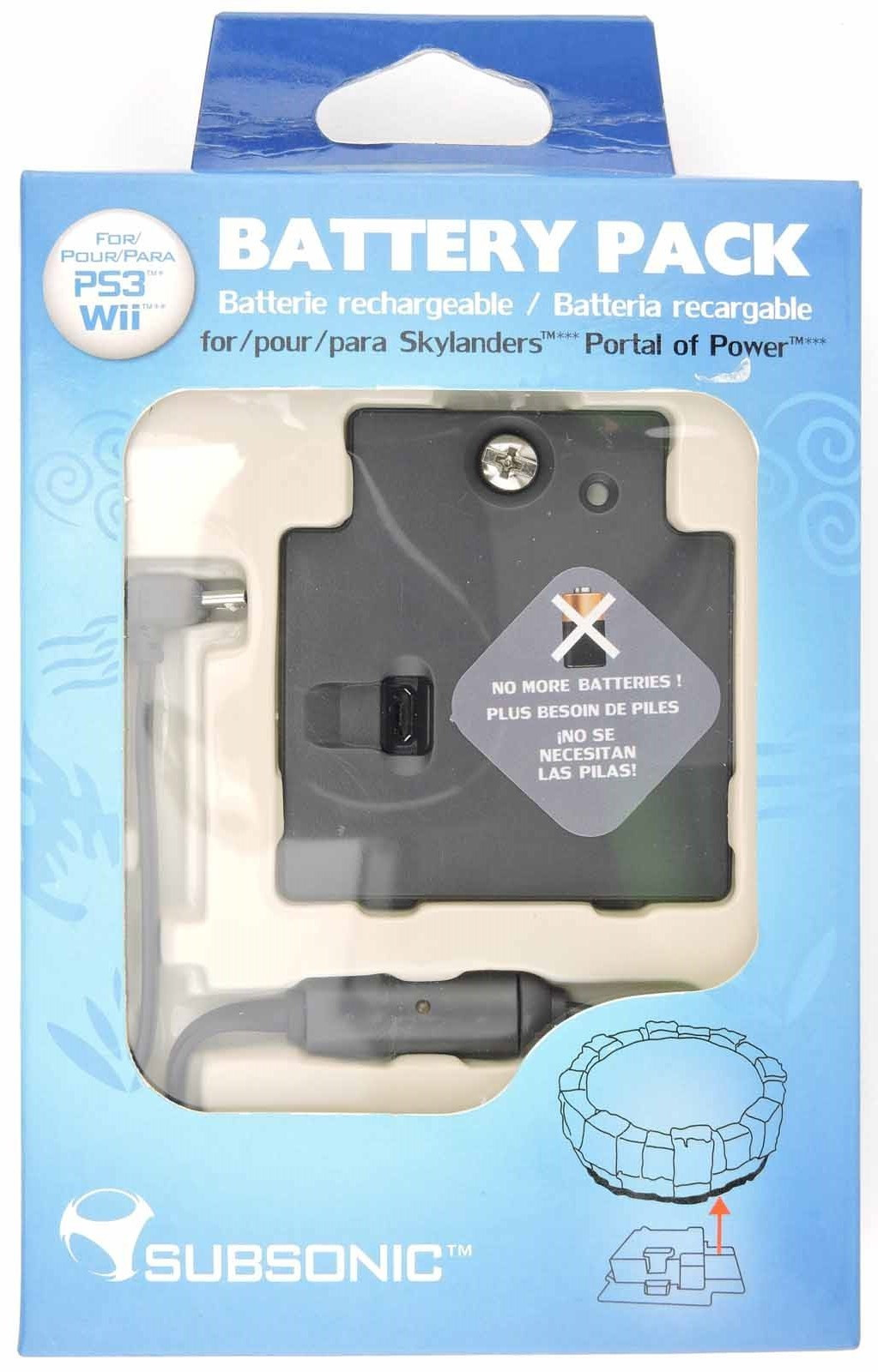 Subsonic Skylanders Rechargeable Battery Pack PS3 Wii portal of power New Sealed
