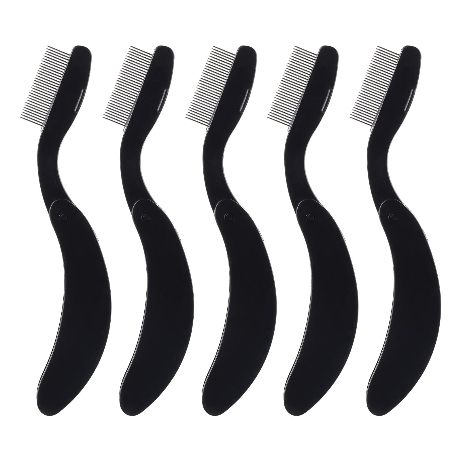 5 PCS Black Folding Eyelash Comb Lash Separator Eyebrow Metal Teeth Brush