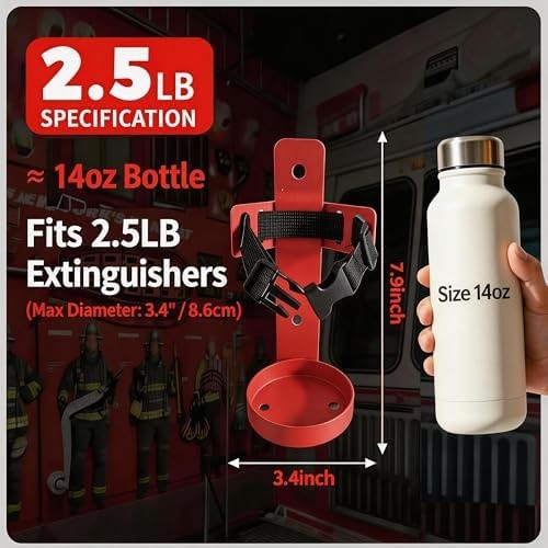 2.5LB Fire Extinguisher Mount, Heavy Duty Quick Release Metal Wall Mount Brac...