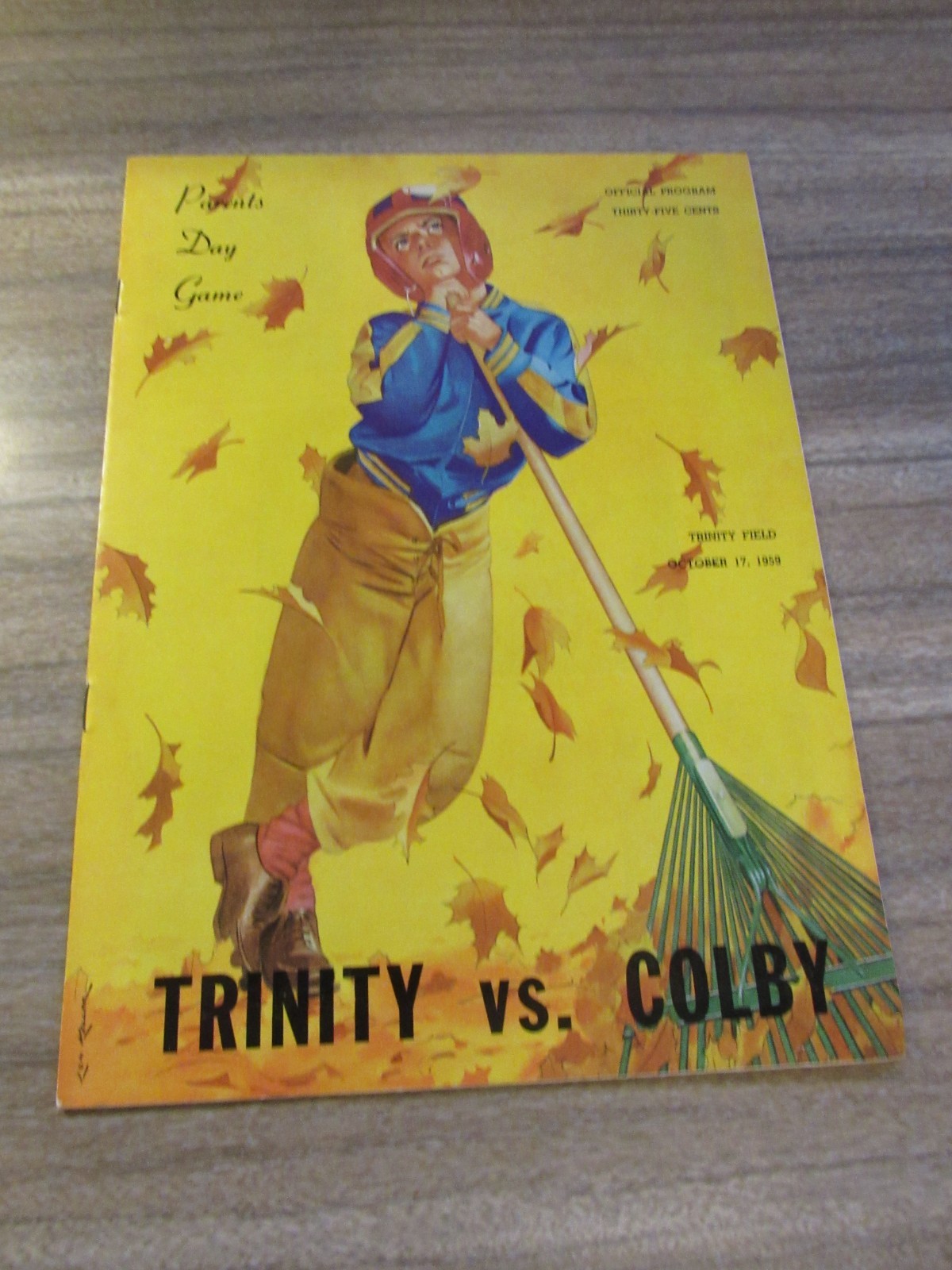 1959 Football Program Trinity Hilltoppers v Colby