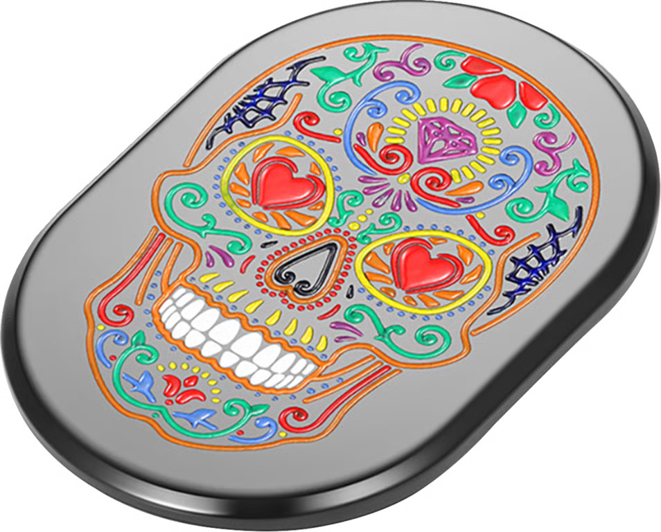 Figurati Designs Antenna Cover - Black with Sugar Skull Motorcycle Street Bike