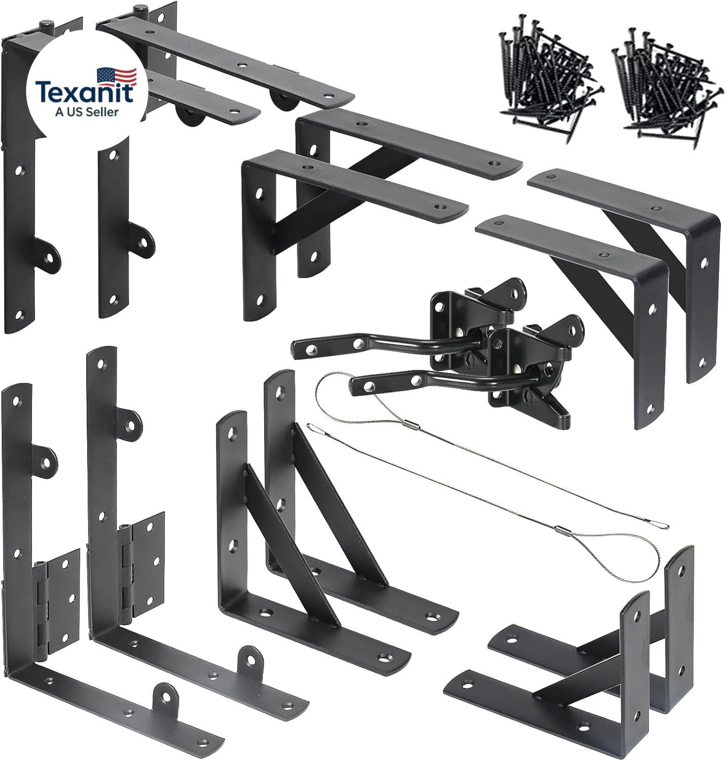 Fence Gate Kit Gate Hardware, 2 Set anti Sag Gate Kit Heavy Duty No Sag, anti Tw