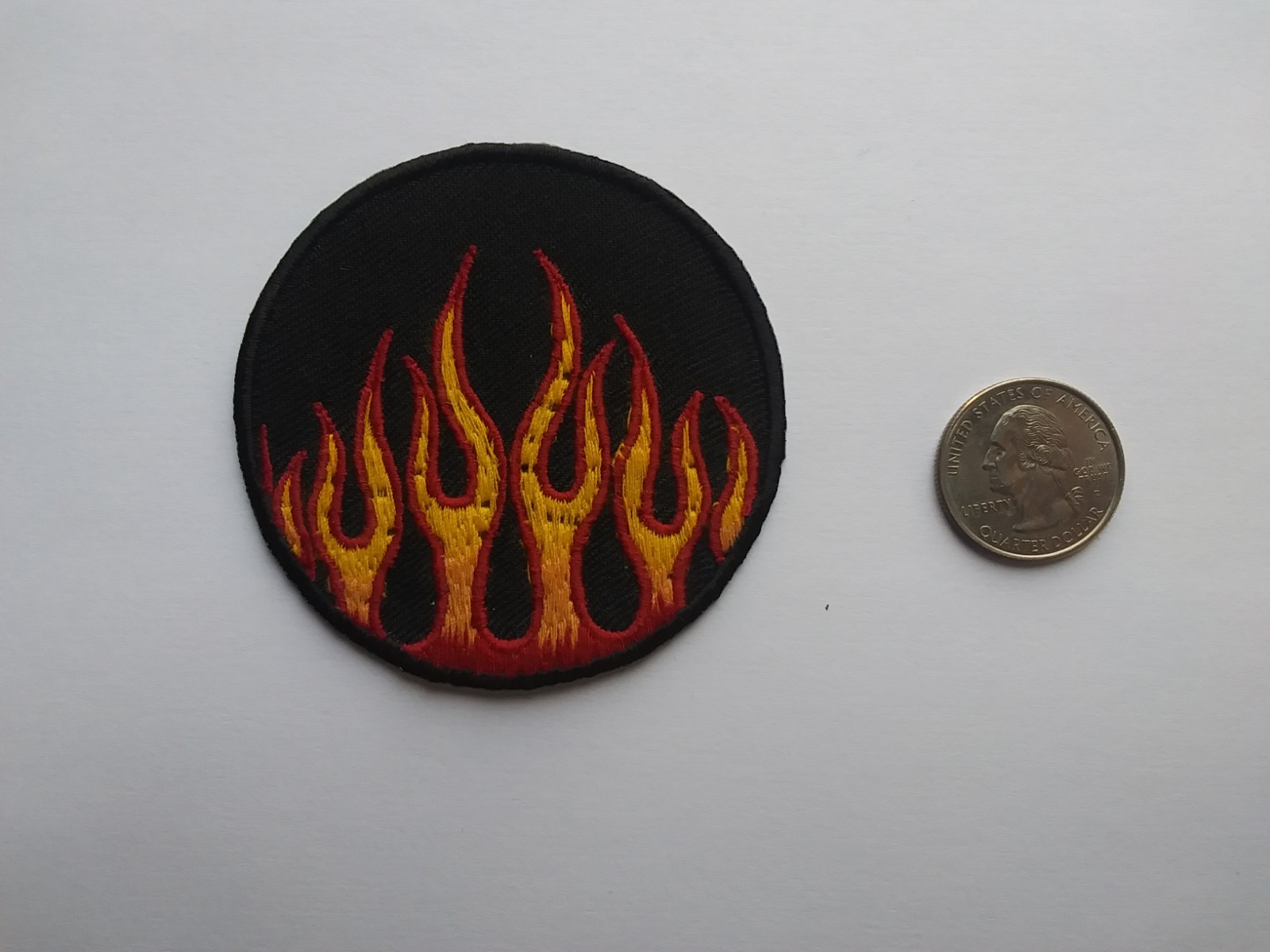 ROUND FLAMING  BIKER MOTORCYCLE LEATHER JACKET VEST IRON ON PATCH