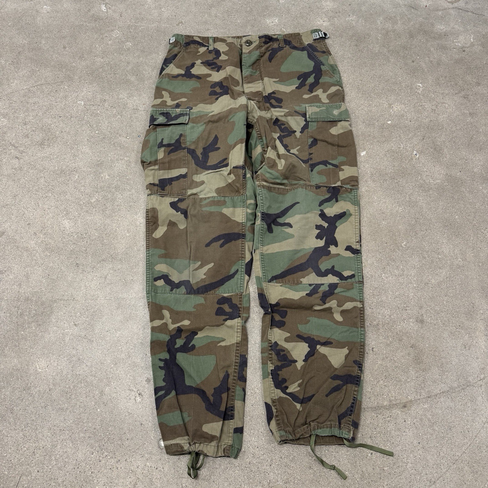 US Military Pants Mens Medium Long Woodland Camo 90s Trouser Combat Army 34x32