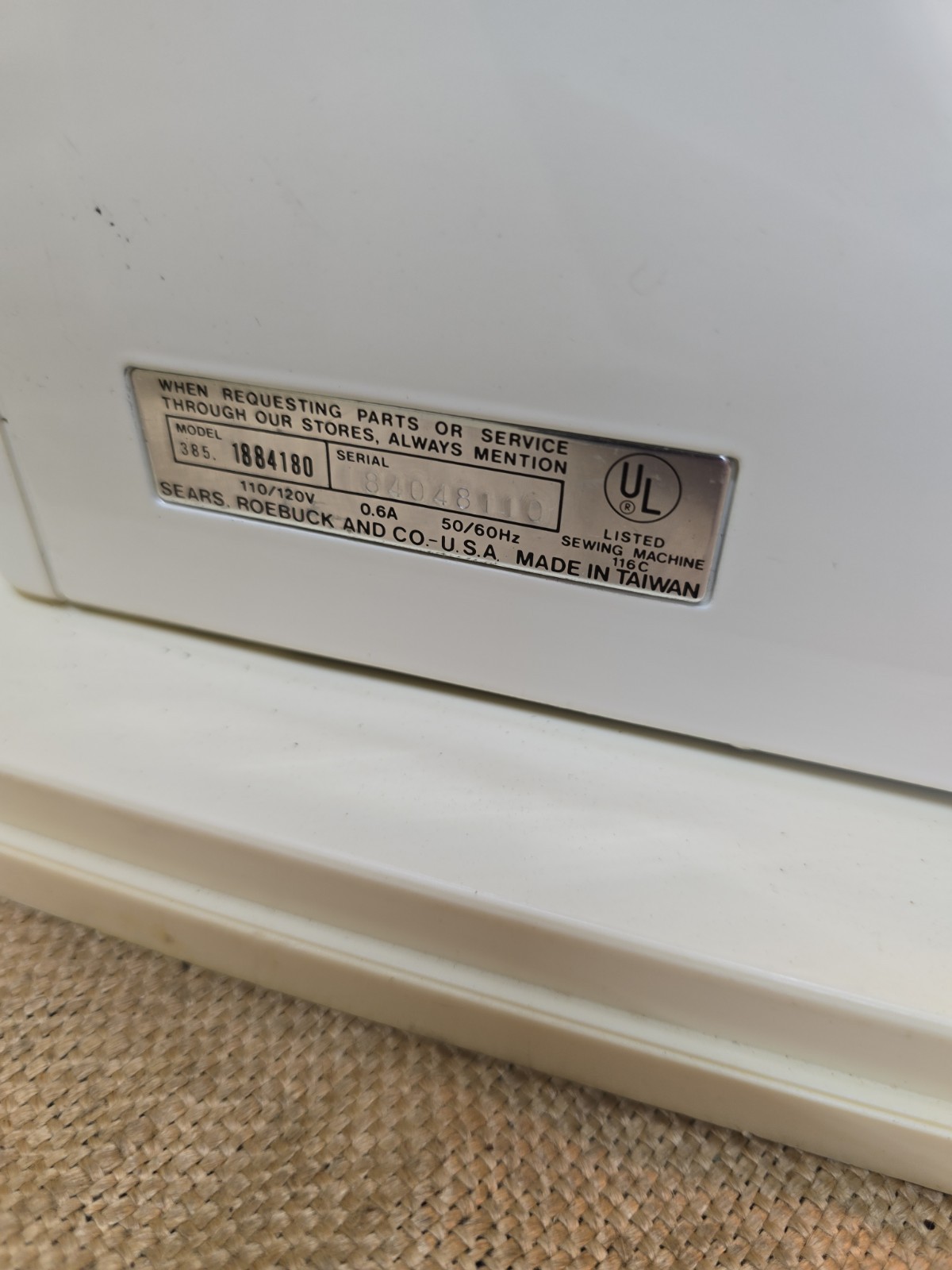 Kenmore 385 Sewing Machine 30 Stitch Pedal Case