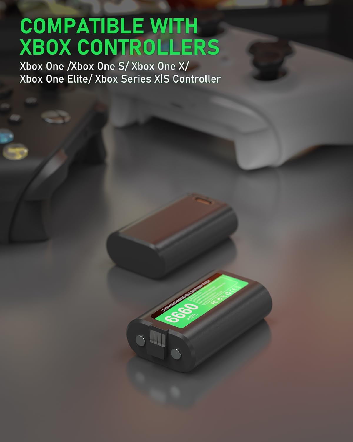 Rechargeable Controller Battery Pack for Xbox One/Xbox Series X|S, 2X6660Mwh Bat